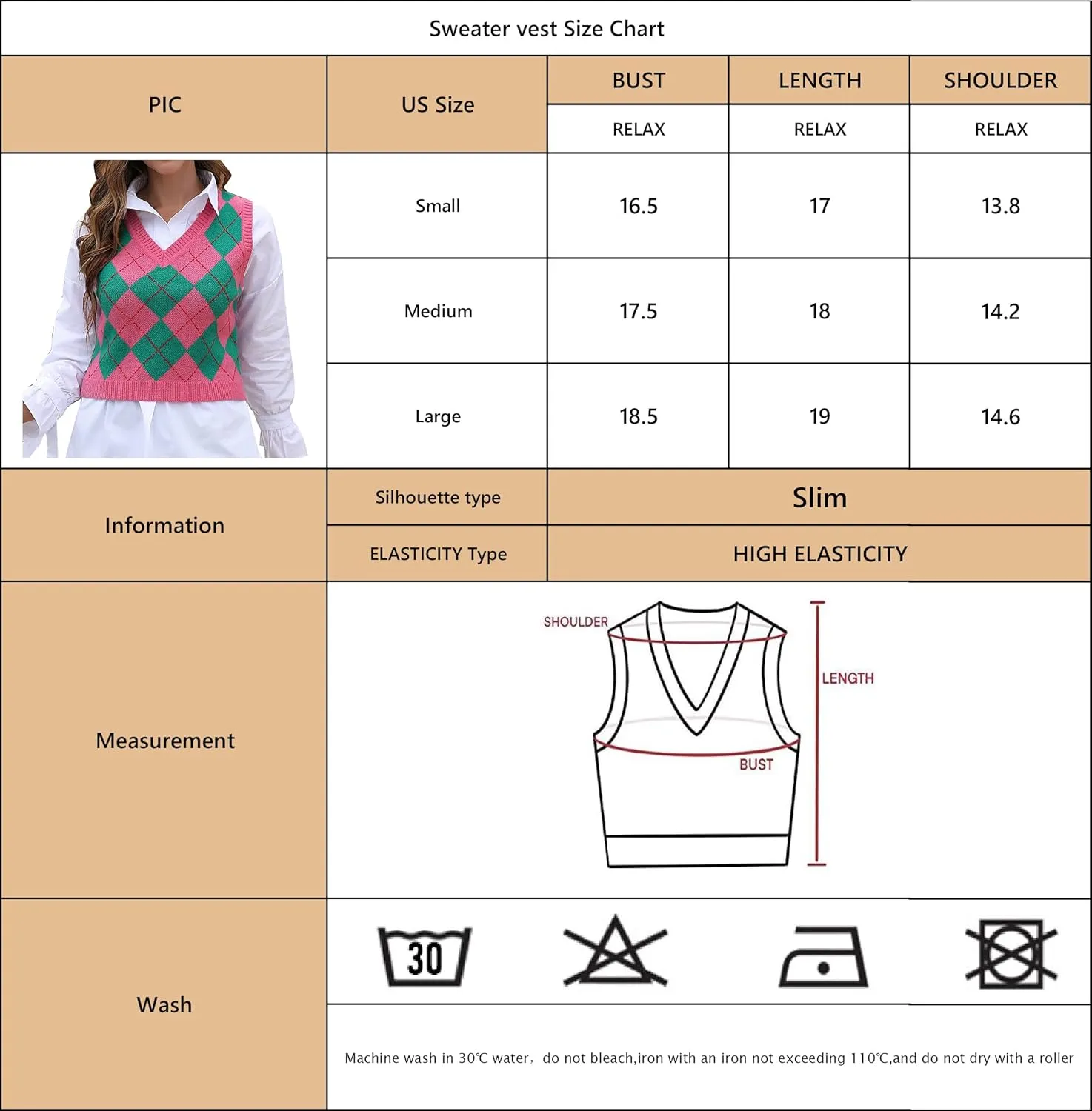 Women's Fashion Cropped Sweater Vest College Style Sleeveless Vest