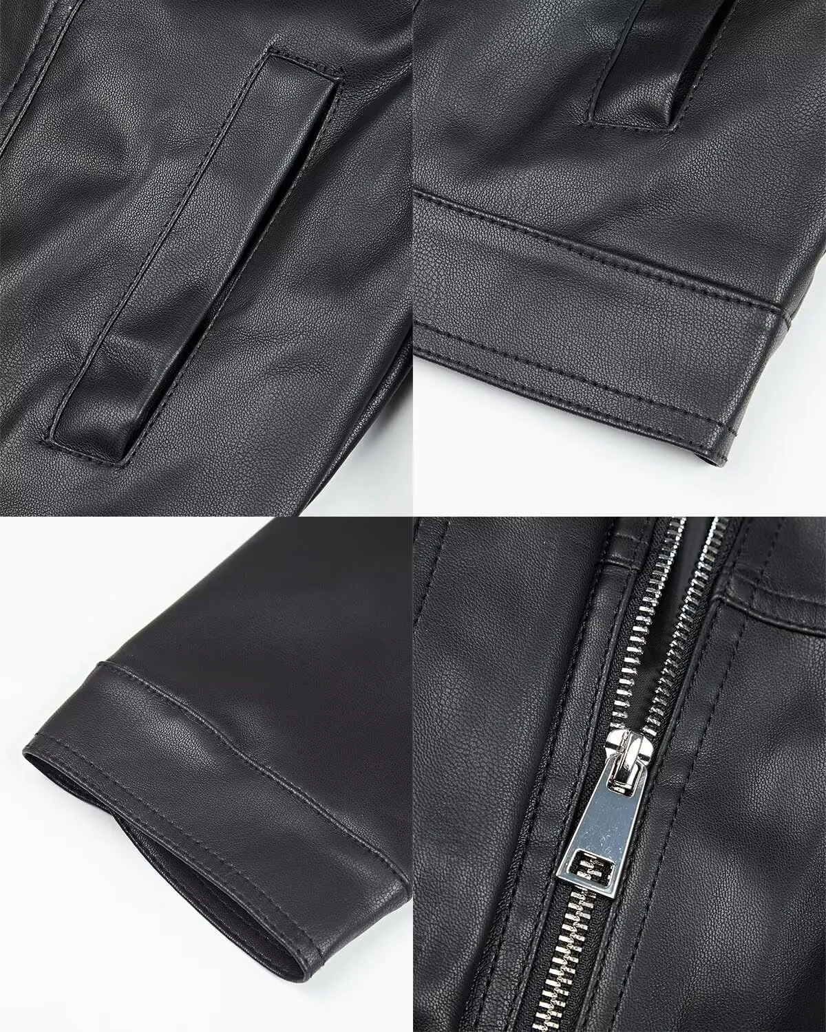 Women's Faux Leather Jacket Cropped Motorcycle Biker Jacket Moto PU Leather Jacket