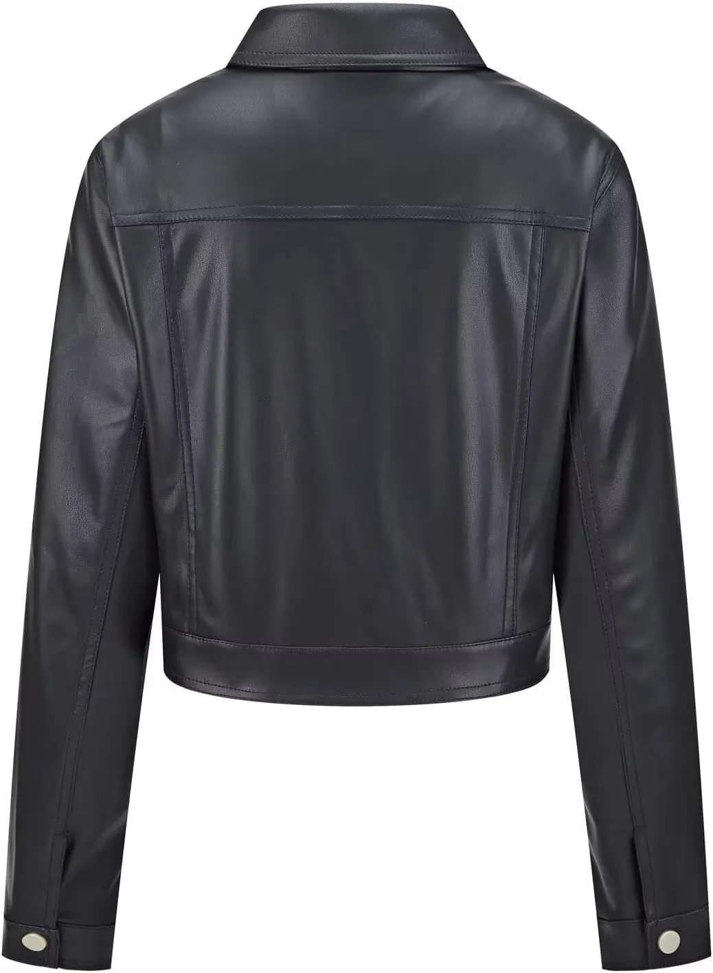Women's Faux Leather Jacket Cropped Motorcycle Biker Jacket Moto PU Leather Jacket