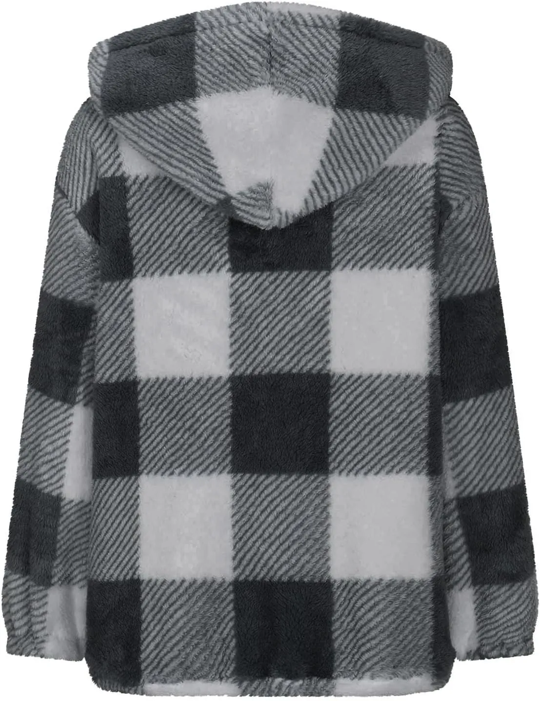 Womens Fleece Sherpa Jacket Casual Winter Jacket Oversized Button Down Jacket Trendy Flannel Plaid Jacket with Pocket
