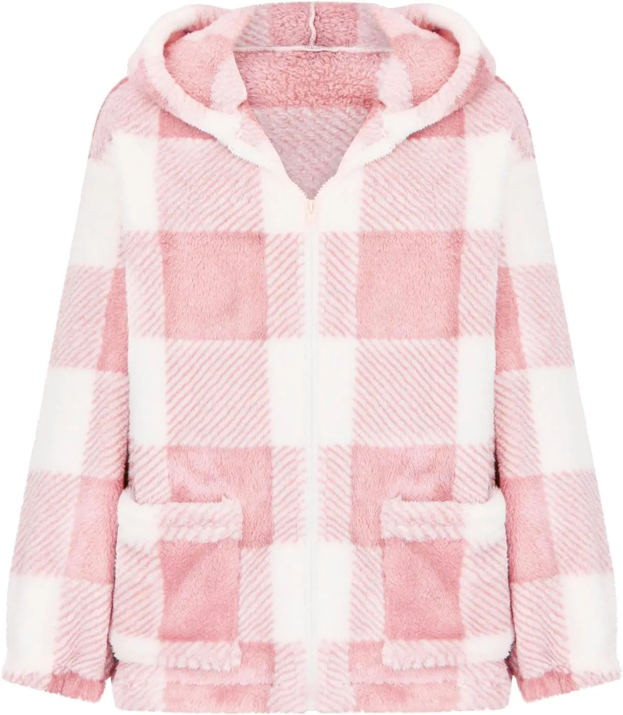 Womens Fleece Sherpa Jacket Casual Winter Jacket Oversized Button Down Jacket Trendy Flannel Plaid Jacket with Pocket