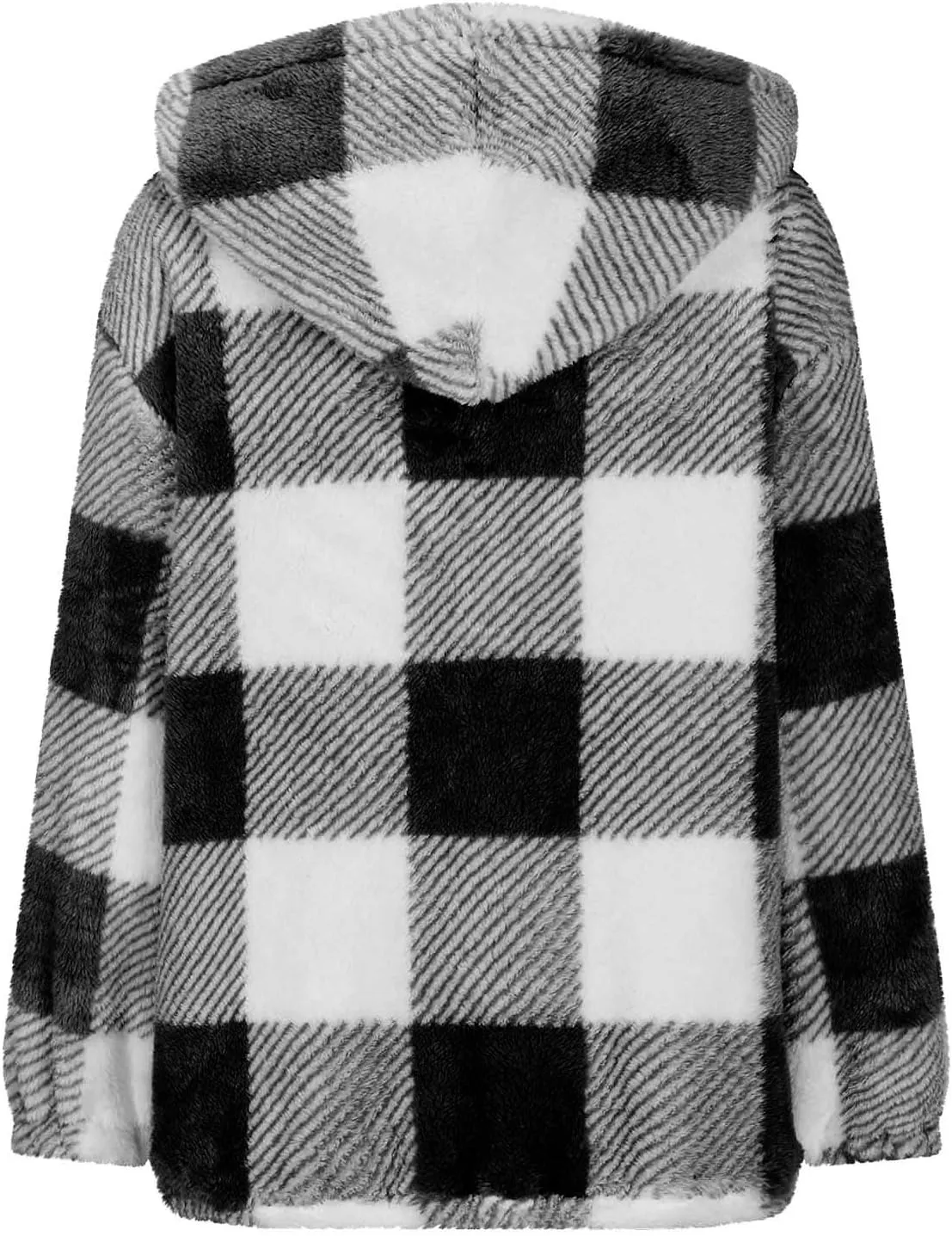 Womens Fleece Sherpa Jacket Casual Winter Jacket Oversized Button Down Jacket Trendy Flannel Plaid Jacket with Pocket