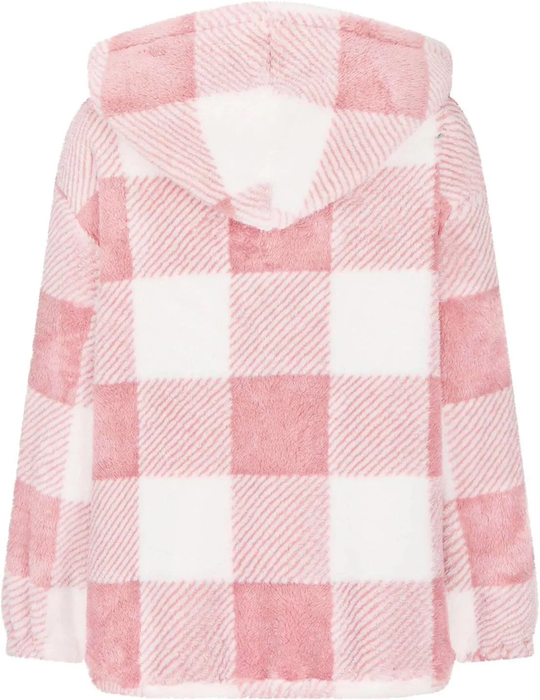 Womens Fleece Sherpa Jacket Casual Winter Jacket Oversized Button Down Jacket Trendy Flannel Plaid Jacket with Pocket