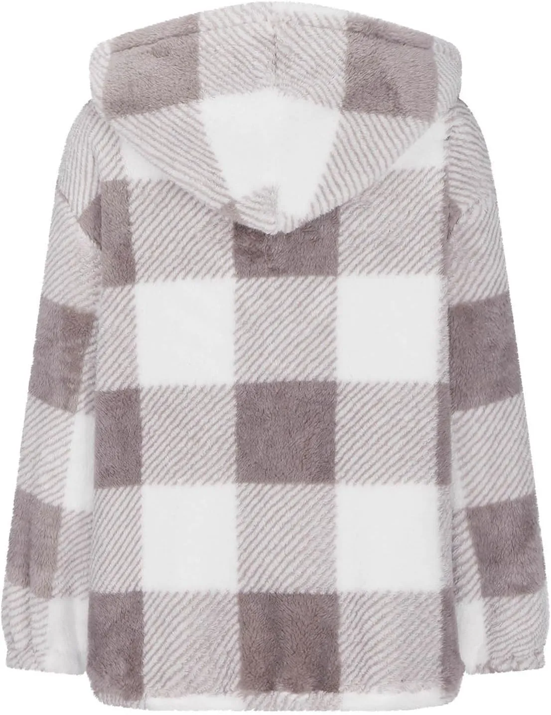 Womens Fleece Sherpa Jacket Casual Winter Jacket Oversized Button Down Jacket Trendy Flannel Plaid Jacket with Pocket