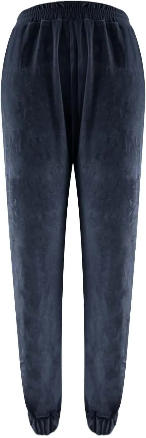 Women's Golden Velvet Harem Pants High Waist Yoga Trousers Casual Track Cuff Stretch Trousers with Pockets
