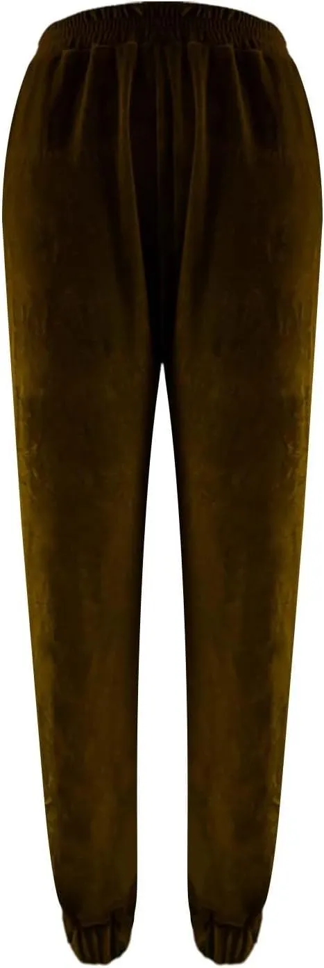 Women's Golden Velvet Harem Pants High Waist Yoga Trousers Casual Track Cuff Stretch Trousers with Pockets