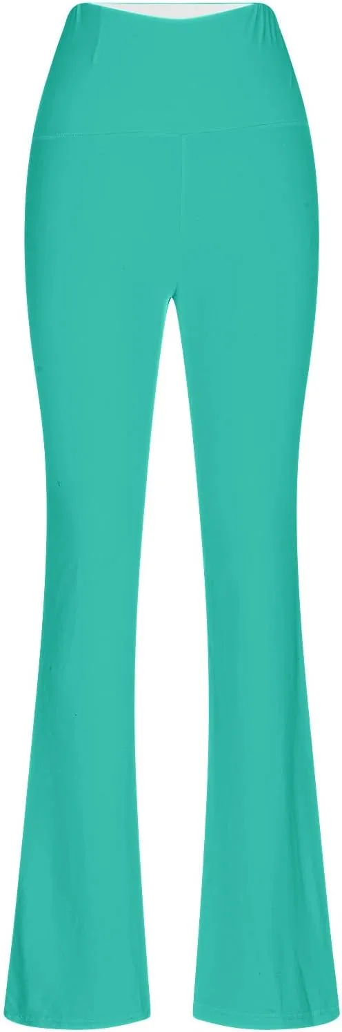 Women's High Waist Yoga Pants Solid Color Flared Trousers Boohoo Straight Leg Stretch Summer Pant for Workout