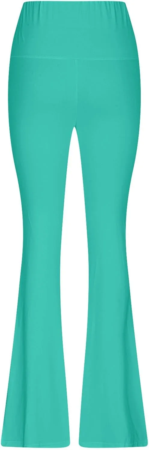 Women's High Waist Yoga Pants Solid Color Flared Trousers Boohoo Straight Leg Stretch Summer Pant for Workout