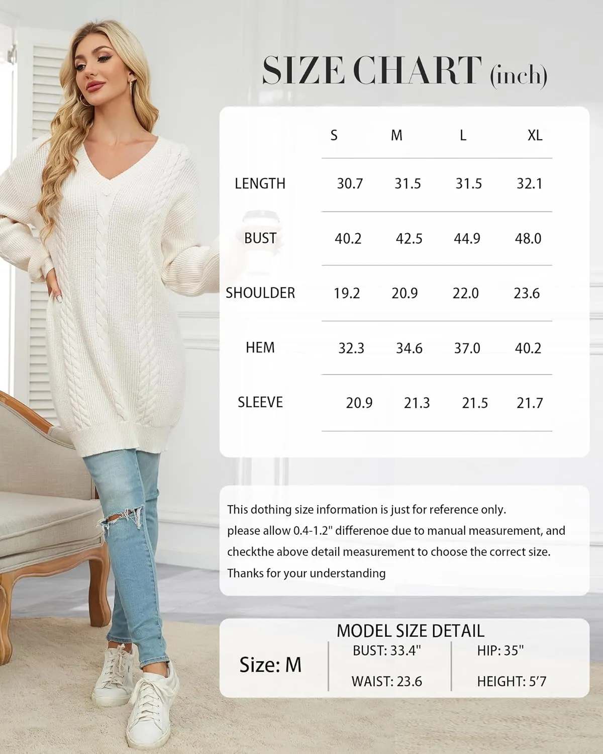 Women's Pullovers Jumper Sweaters Lantern Sleeve Casual V Neck Fall Knit Mini Sweater Dresses