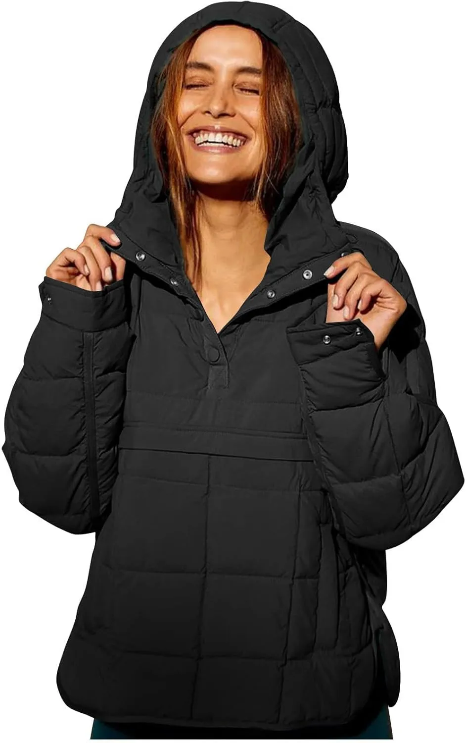 Women's Quilted Lightweight Jackets Oversized Puffer Jacket Puffer Pullover Dolman Hoodies Jacket Long Sleeve Coats