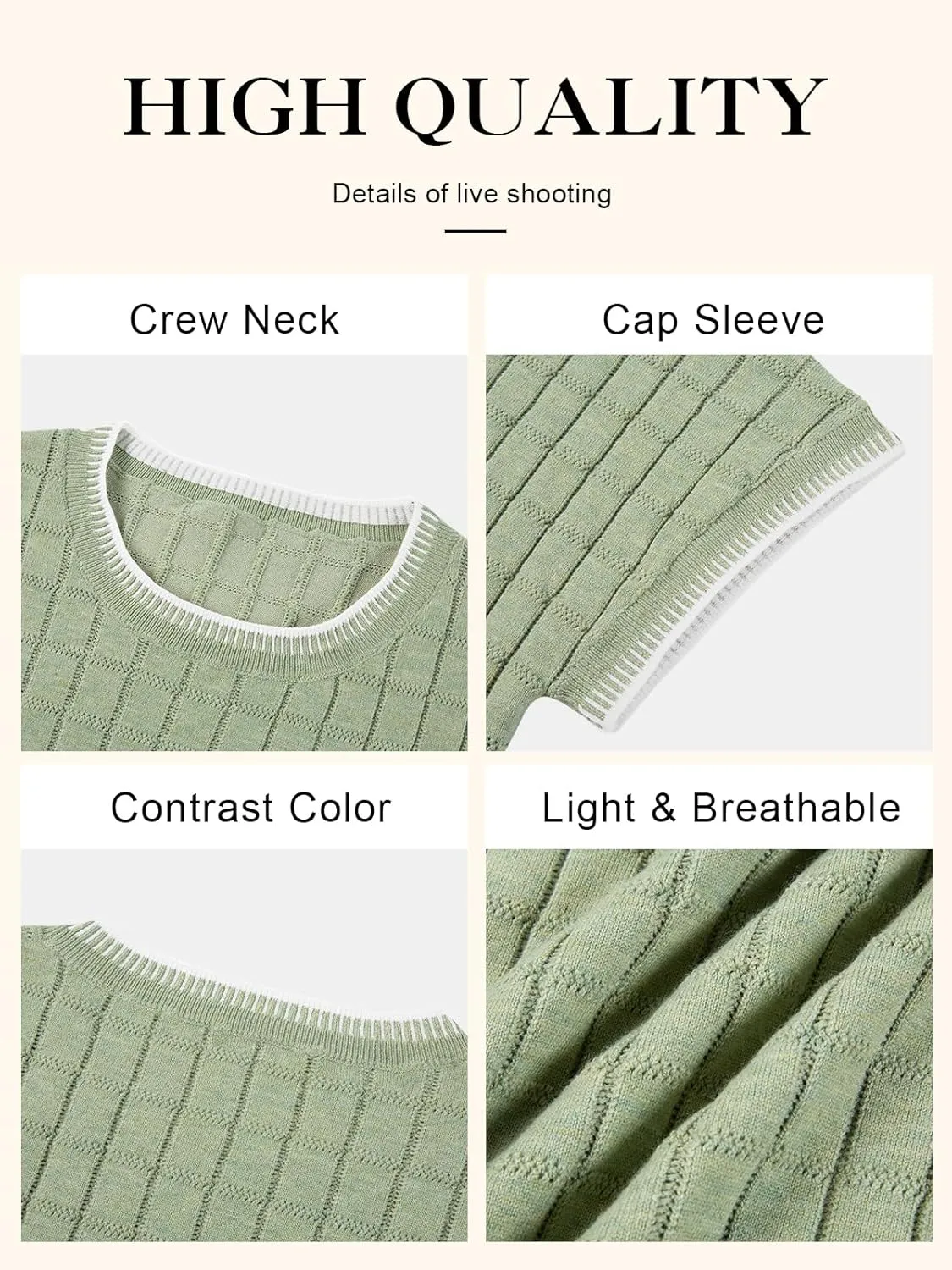 Womens Short Sleeve Sweater Crewneck Vest Tops Trendy Casual Crochet Sweaters for Women Spring Summer 2025