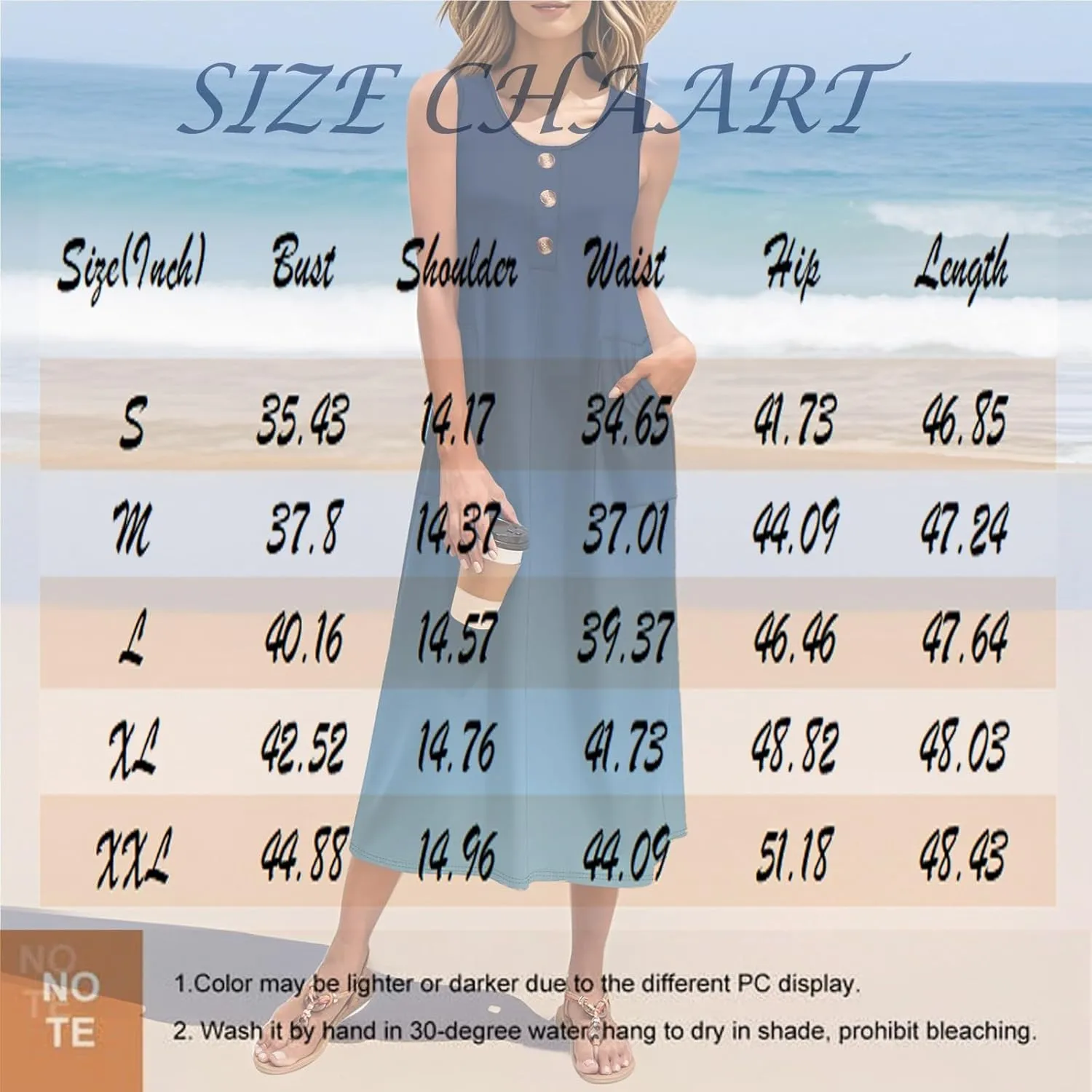 Women's Sleeveless Midi Dress with Pockets, Summer Casual Boho Floral Button Down Loose Comfy Tank Beach Sundress