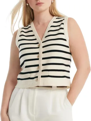 Women's Sleeveless V Neck Knit Sweater Vest Cardigan Button Front Going Out Tops for Women