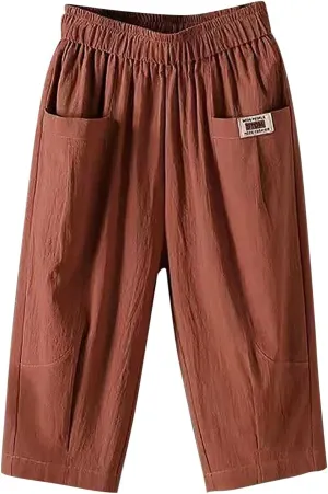 Women's Summer Capri Pants Elastic High Waist Drawstring Wide Leg Cotton Linen Work Pants with Pockets 2024