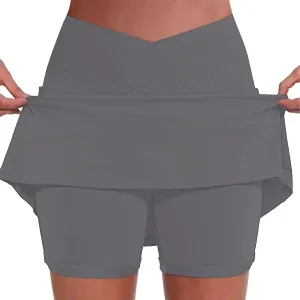 Womens Tennis Skirt with Shorts High Waisted Athletic Golf Shorts Trendy Flowy Workout Golf Skorts Mini Skirts