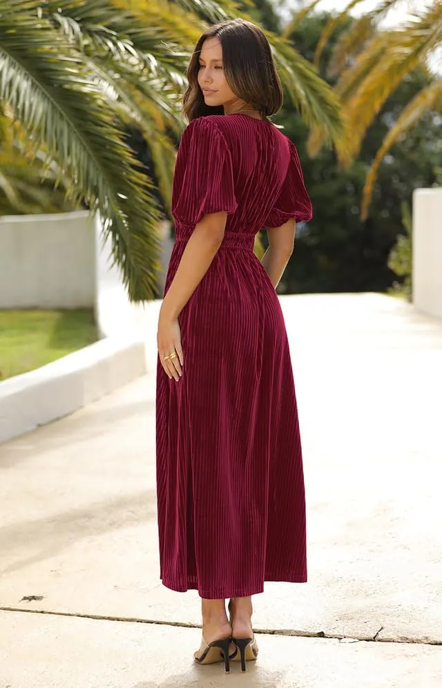 Women's Velvet Maxi Dress Formal Dresses for Wedding Guest Dress
