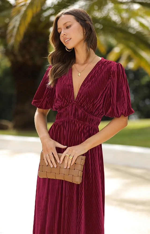 Women's Velvet Maxi Dress Formal Dresses for Wedding Guest Dress