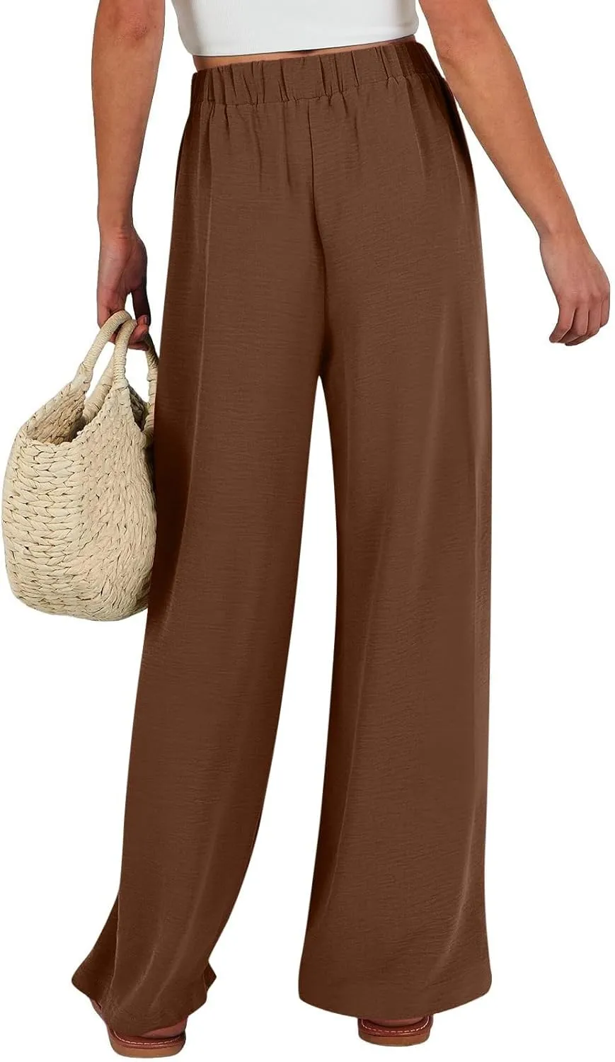 Womens Wide Leg Palazzo Pants High Waist Casual Flowy Trousers 2025 Summer Lounge Beach Travel Vacation Outfits