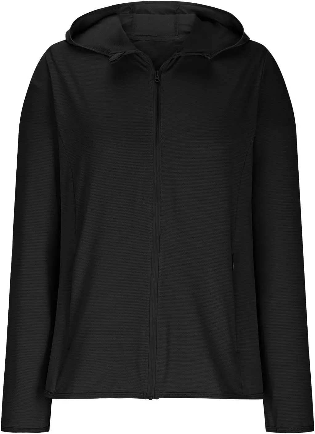 Womens Zip Up Hoodie Sun Protection Long Shirt Plus Size Oversized Ribbed Breathable Jacket with Pocket Hiking Outdoor
