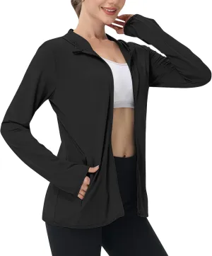 Womens Zip Up Hoodie Sun Protection Long Shirt Plus Size Oversized Ribbed Breathable Jacket with Pocket Hiking Outdoor