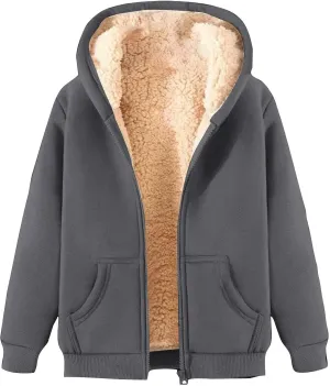 Womens Zip Up Hoodies Casual Oversized Fleece Jacket Trendy Y2K Hoodie Winter Sherpa Jacket Warm Winter Coats Pockets