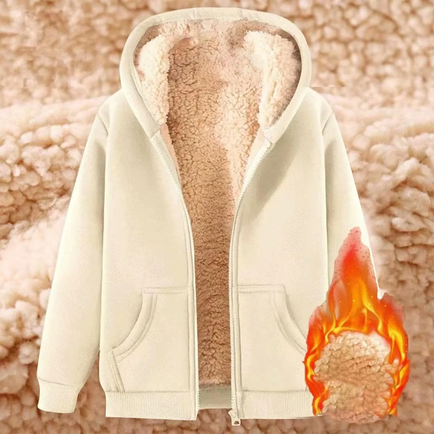 Womens Zip Up Hoodies Casual Oversized Fleece Jacket Trendy Y2K Hoodie Winter Sherpa Jacket Warm Winter Coats Pockets