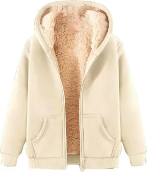 Womens Zip Up Hoodies Casual Oversized Fleece Jacket Trendy Y2K Hoodie Winter Sherpa Jacket Warm Winter Coats Pockets