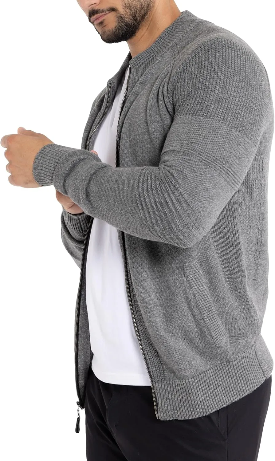 X RAY Mens Zip Up Cardigan Sweater for Men, Full Zip Slim Fit Knit Jacket for Spring (Big and Tall),