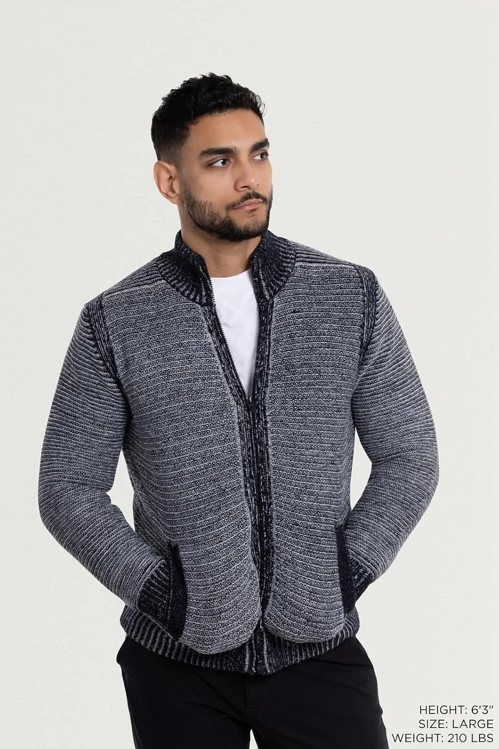 X RAY Mens Zip Up Cardigan Sweater for Men, Full Zip Slim Fit Knit Jacket for Spring (Big and Tall),