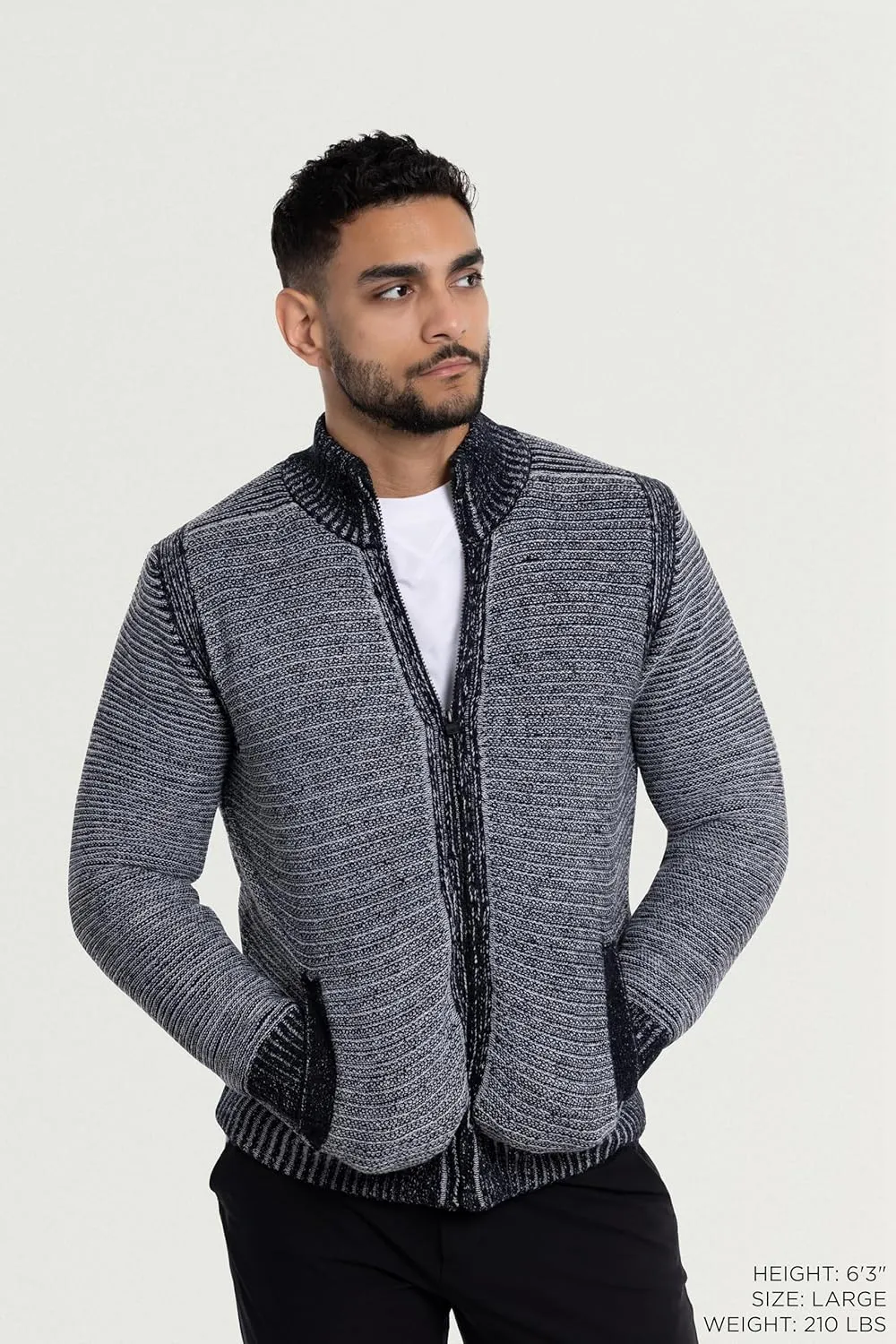 X RAY Mens Zip Up Cardigan Sweater for Men, Full Zip Slim Fit Knit Jacket for Spring (Big and Tall),