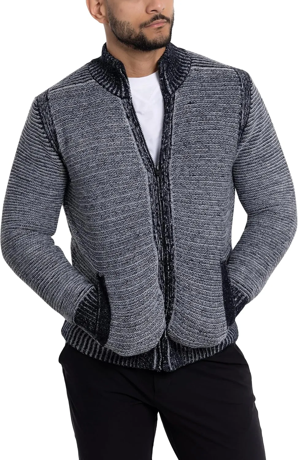 X RAY Mens Zip Up Cardigan Sweater for Men, Full Zip Slim Fit Knit Jacket for Spring (Big and Tall),