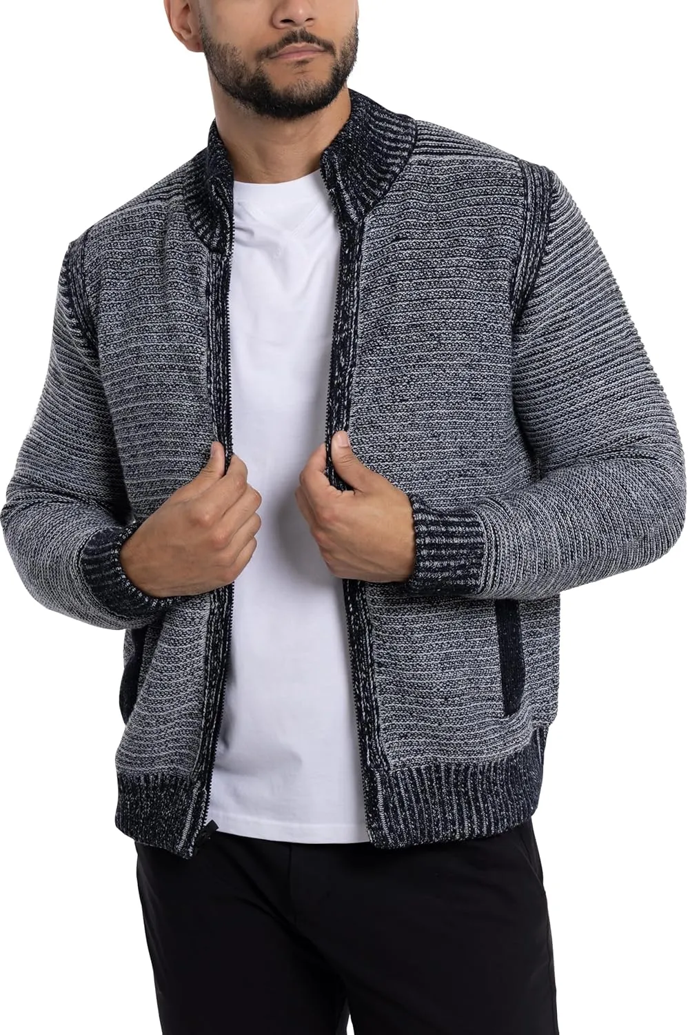 X RAY Mens Zip Up Cardigan Sweater for Men, Full Zip Slim Fit Knit Jacket for Spring (Big and Tall),