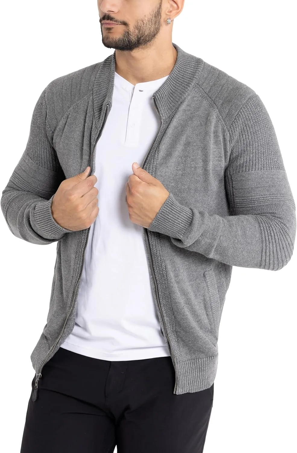 X RAY Mens Zip Up Cardigan Sweater for Men, Full Zip Slim Fit Knit Jacket for Spring (Big and Tall),
