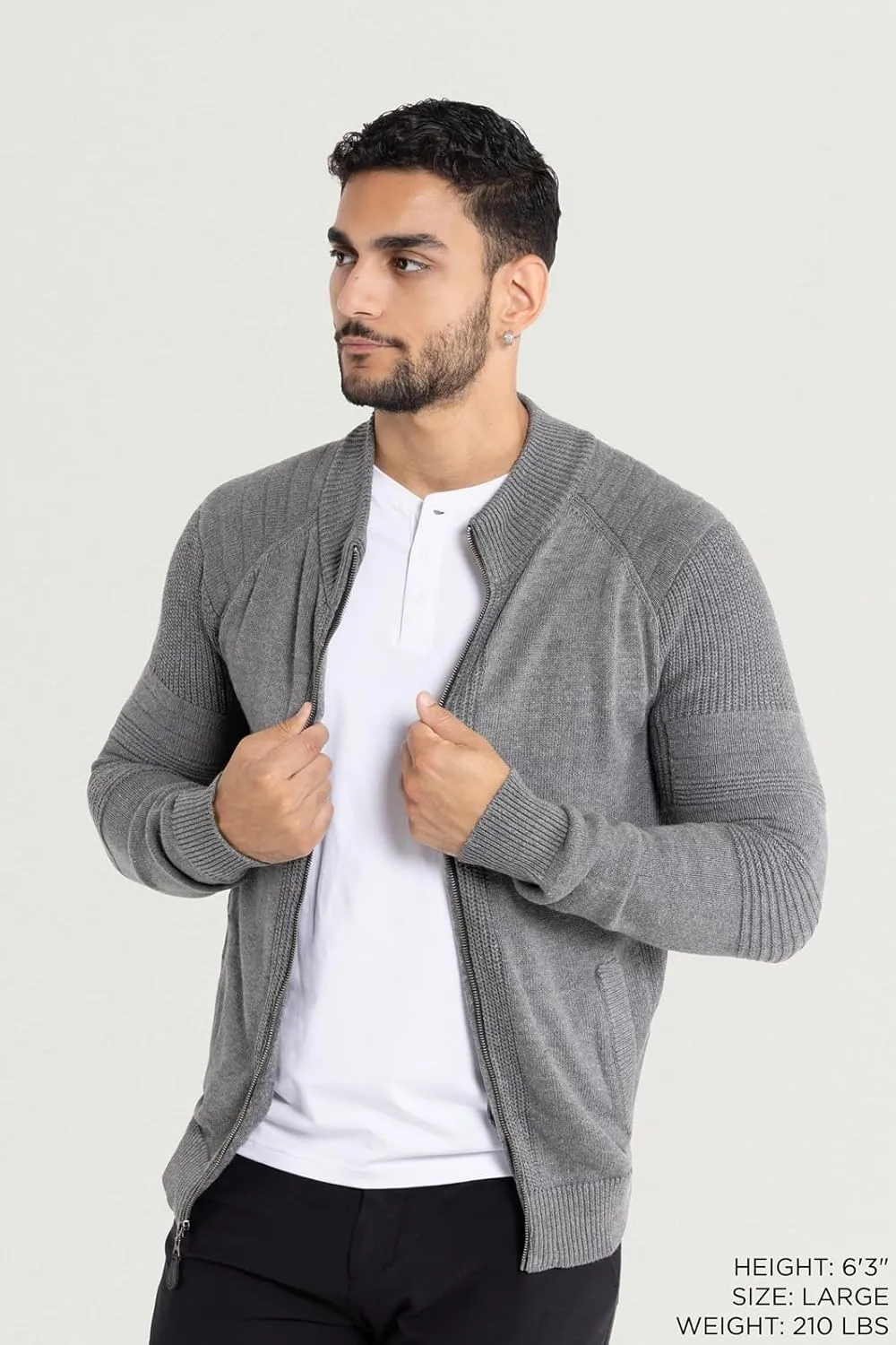 X RAY Mens Zip Up Cardigan Sweater for Men, Full Zip Slim Fit Knit Jacket for Spring (Big and Tall),
