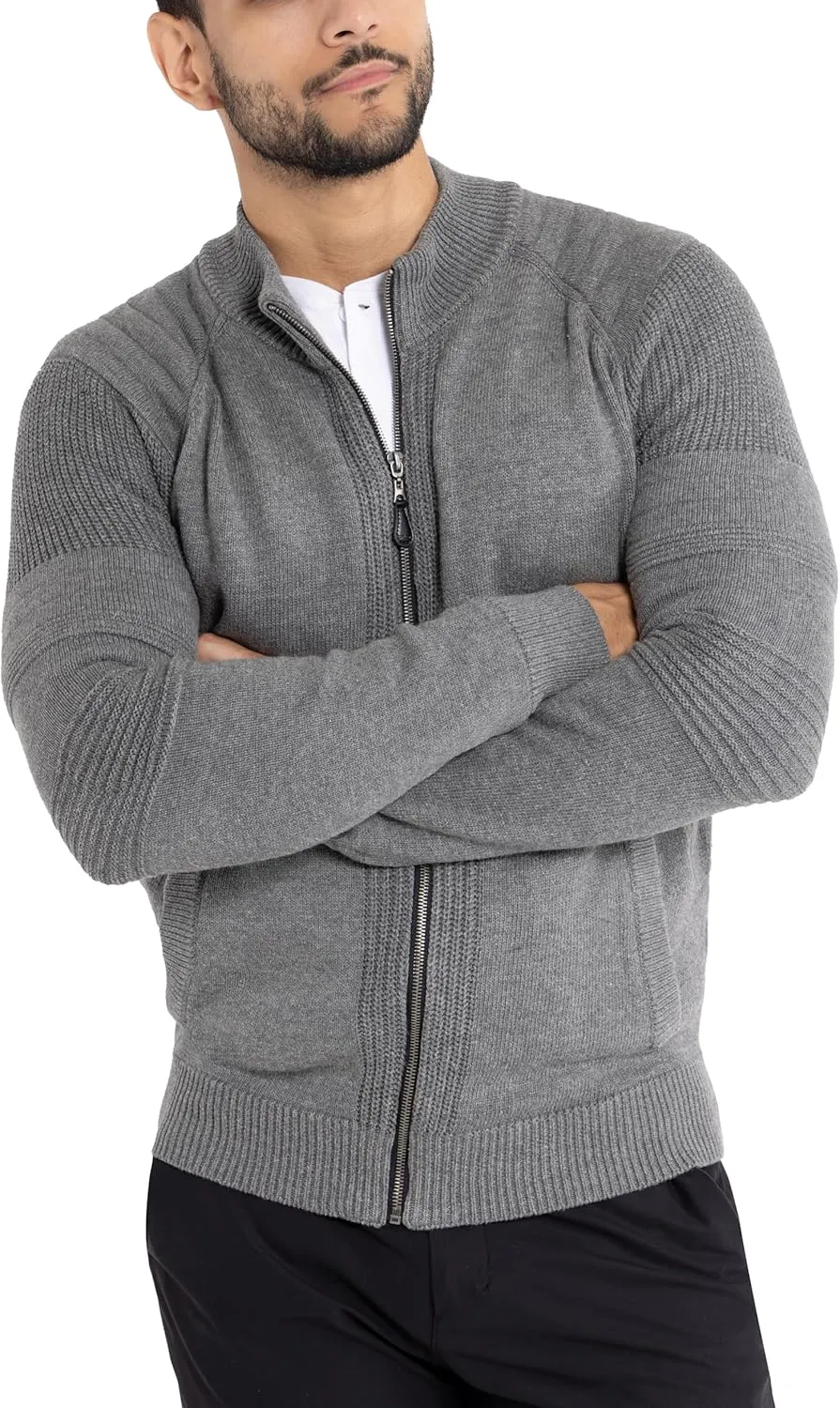 X RAY Mens Zip Up Cardigan Sweater for Men, Full Zip Slim Fit Knit Jacket for Spring (Big and Tall),