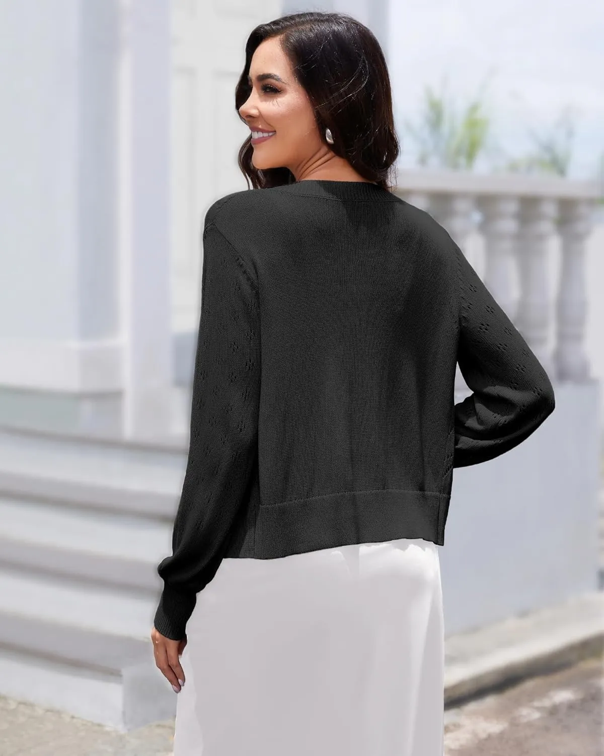 YADIFEN Women's 3/4 Sleeve Cropped Cardigan Open Front Lightweight Bolero Shrugs for Evening Dresses