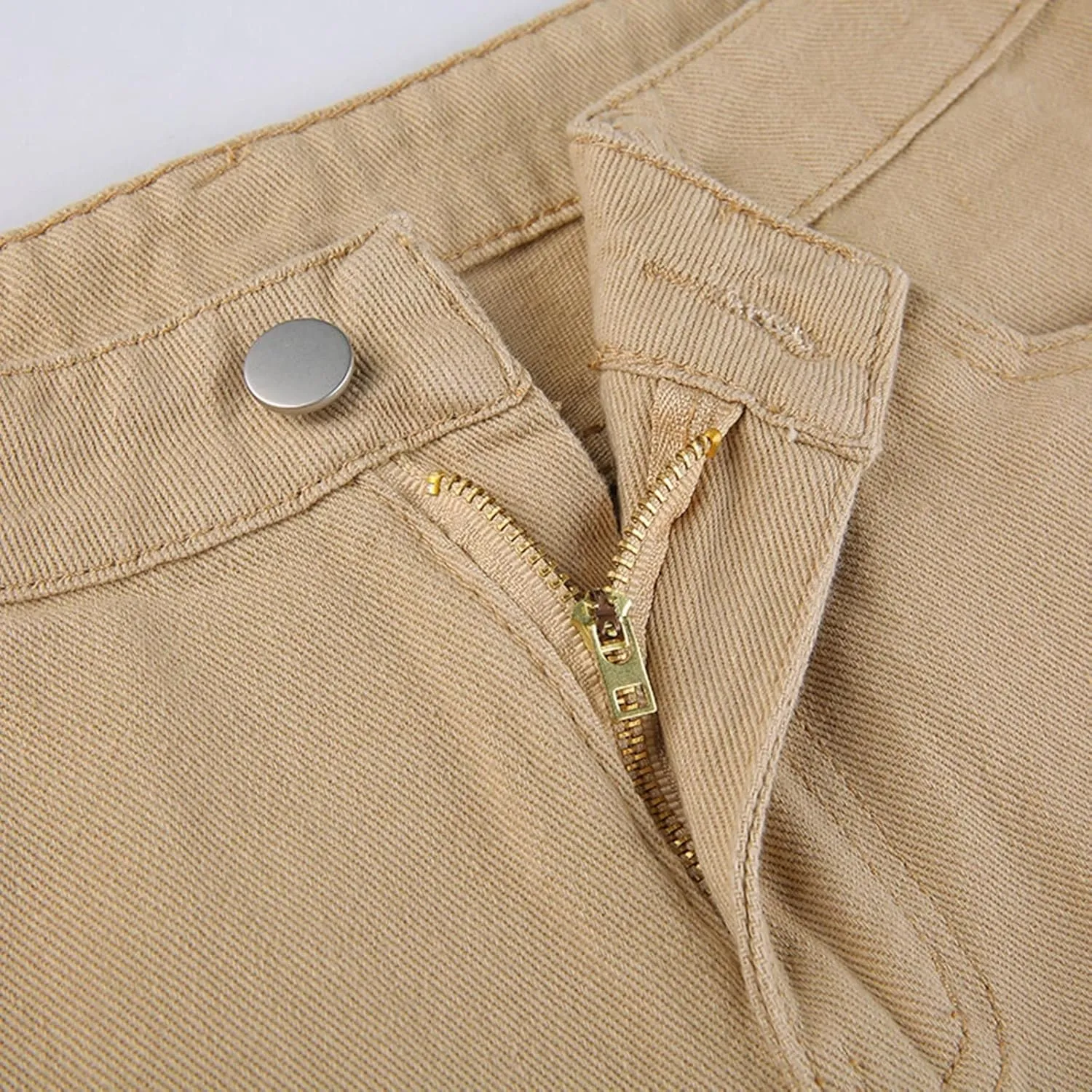 YOLAI Women Casual Solid Color Jeans Trousers Loose High Waist Straight Pants Casual Denim Pants