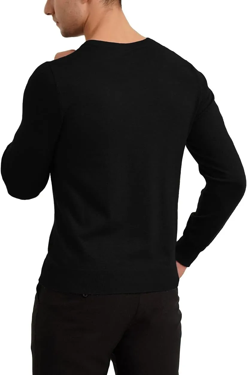 YTD Men's Casual Slim Fit V-Neck Pullover Long Sleeve Knitted Pullover Sweaters