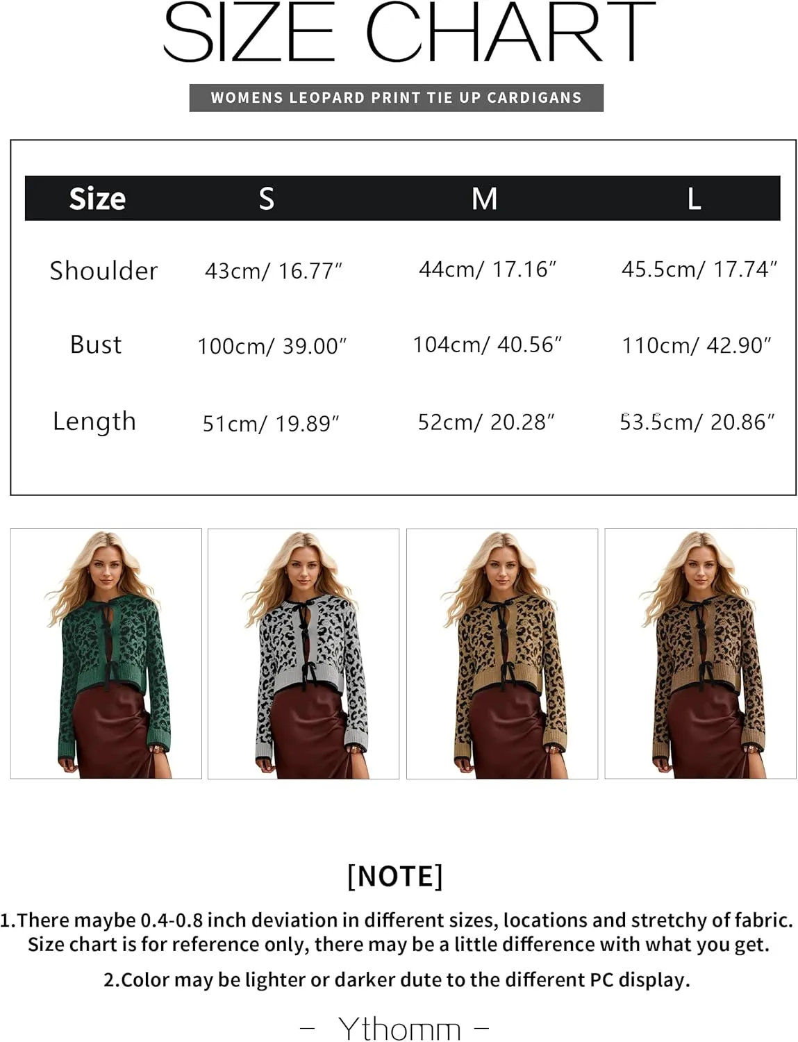 Ythomm Women Leopard Print Bow Tie Cardigan Sweaters Long Sleeve Crewneck Open Front Knit Cardigan Coats Casual Loose Outwear