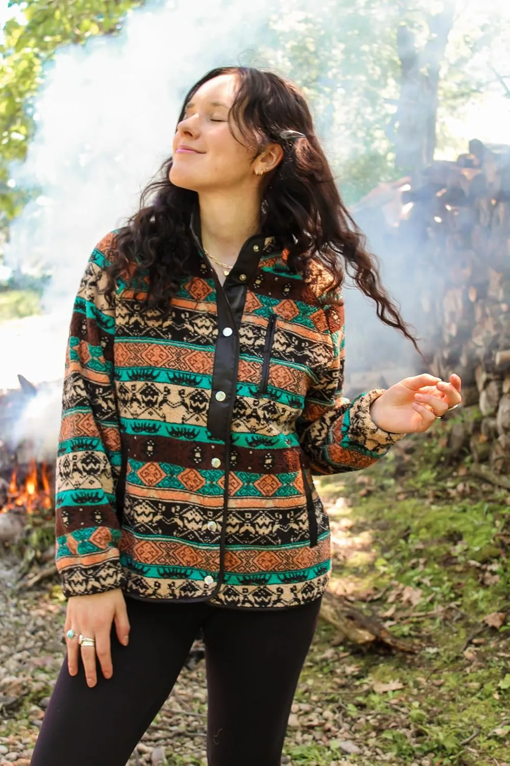 Zeagoo Women's Cozy Fleece Jacket Western Aztec Print Button Down Coat with Pockets Casual Warm Outwear 2024