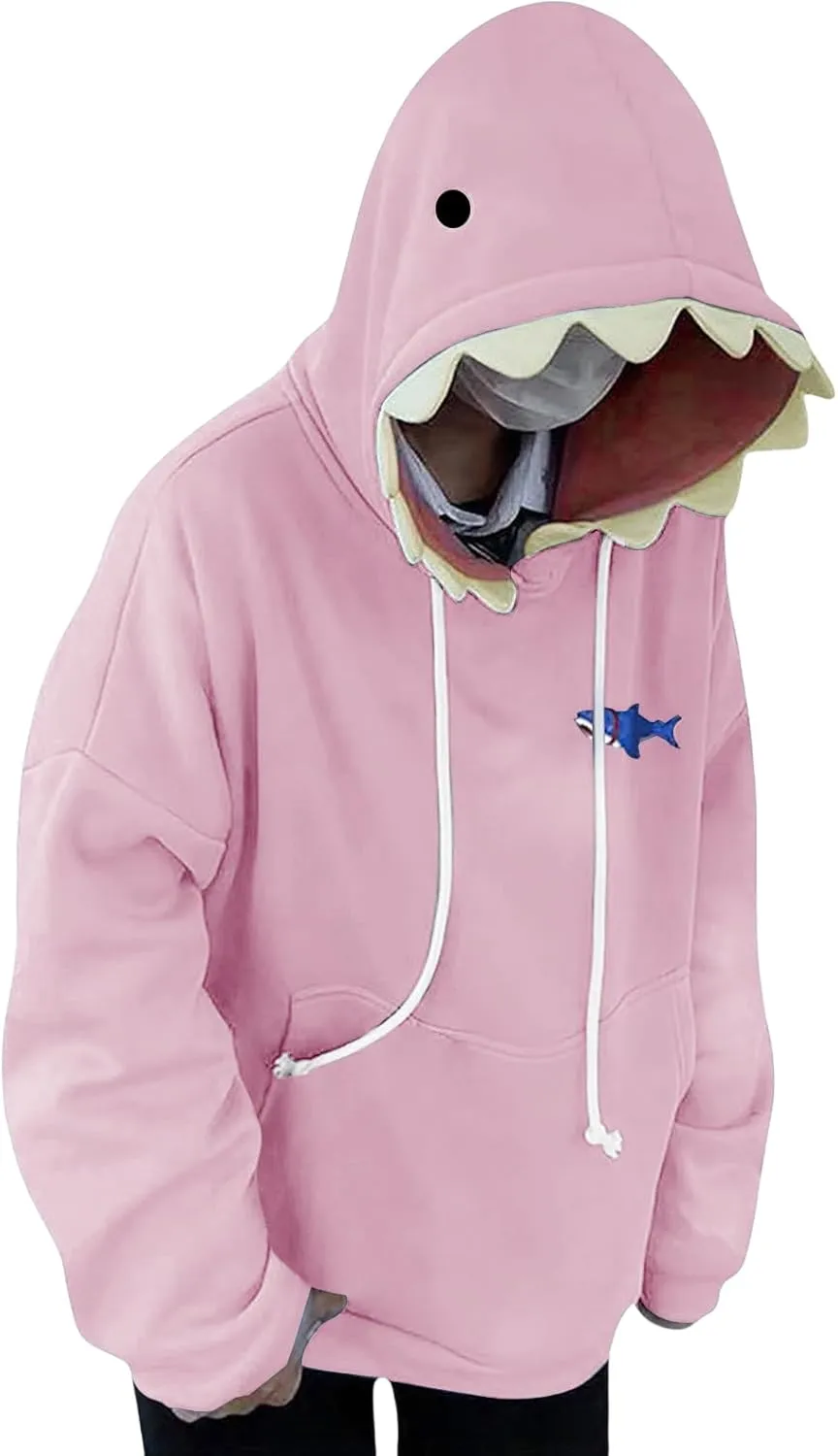 ZWRXW Women's Shark Hoodies Causal Long Sleeve Hooded Sweatshirts Trendy Fall Cute Pullover Outfits Tops with Kangaroo Pocket